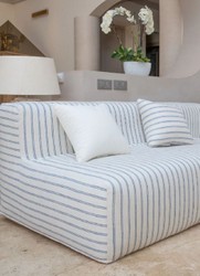 Luxus Wohnzimmer Hotel Sofa mit Streifen Weiß Blau