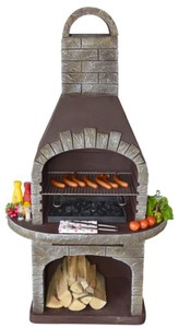 Casa Padrino barbacoa de jardín de hormigón de lujo gris / marrón 110 x 68 x A. 197 cm