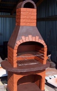 Casa Padrino barbacoa de jardín de hormigón de lujo naranja / marrón 110 x 68 x A. 197 cm