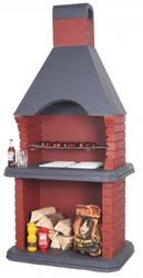 Casa Padrino grill de jardin en béton de luxe rouge / gris 108 x 74 x H. 232 cm