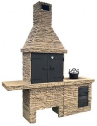 Luxus Beton Gartengrill Grillkamin Beige Schwarz