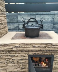 Luxus Beton Gartengrill Grillkamin Beige Schwarz