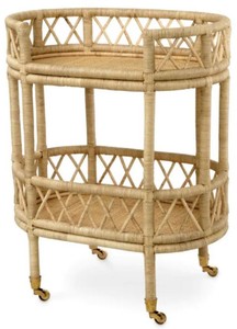 Casa Padrino chariot de service de luxe en rotin naturel 70 x 44 x H. 88 cm
