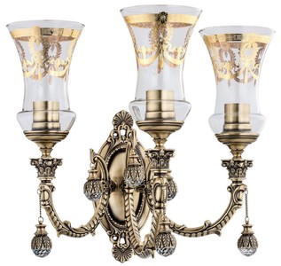 Casa Padrino lámpara de pared barroco de lujo de cristal barroco latón con pátina / oro 43 x A. 37 cm