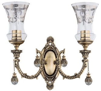 Casa Padrino lámpara de pared barroco de lujo de cristal barroco latón con pátina / plata 43 x A. 37 cm