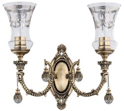 Casa Padrino applique murale baroque de luxe en cristal laiton avec patine / argent 43 x H. 37 cm