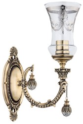 Casa Padrino luxury baroque crystal wall lamp brass with patina / silver 12 x H. 37 cm