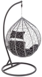Casa Padrino Garten Schaukelsessel Grau / Schwarz H. 195 cm