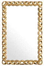 Rechteckiger Luxus Mahagoni Spiegel Wandspiegel Antik Gold