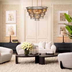 Luxus Wohnzimmer Hotel Sessel mit Kissen Cremeweiß Schwarz