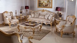 Prunkvoller Luxus Barock Wohnzimmer Sessel Silber Braun Gold