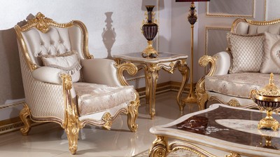 Casa Padrino Luxus Barock Beistelltisch Weiß / Braun / Gold H. 60 cm