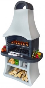 Casa Padrino barbacoa de jardín de lujo blanco / gris 98 x 58 x A. 177 cm