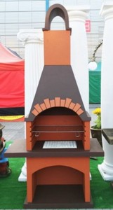 Casa Padrino barbacoa de jardín de hormigón de lujo naranja / marrón 120 x 60 x A. 242 cm