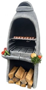 Casa Padrino barbacoa de jardín de hormigón de lujo gris 156 x 61 x A. 223 cm