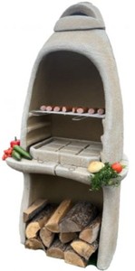 Casa Padrino barbacoa de jardín de hormigón de lujo arena 156 x 61 x A. 223 cm