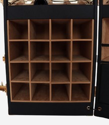 Casa Padrino armario bar maleta de cuero de lujo negro / latón A. 135 cm - Hecho en Italia