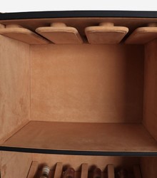 Casa Padrino armario bar maleta de cuero de lujo negro / latón A. 135 cm - Hecho en Italia