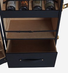 Casa Padrino armario bar maleta de cuero de lujo negro / latón A. 135 cm - Hecho en Italia