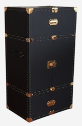 Casa Padrino armario bar maleta de cuero de lujo negro / latón A. 135 cm - Hecho en Italia