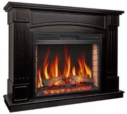 Casa Padrino baroque LED electric fireplace black 114 x 34 x H. 90.3 cm