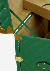 Casa Padrino luxury genuine leather suitcase green / gold 100 cm - Made in Italy