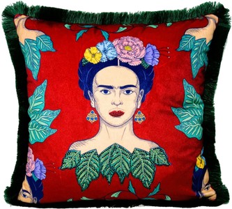 Frida Kahlo by Casa Padrino Luxus Deko Kissen Rot Bunt Frida Kahlo by Casa Padrino Luxus Deko Kissen Rot Bunt