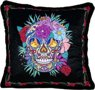 Frida Kahlo by Casa Padrino Luxus Deko Kissen Schwarz Bunt Frida Kahlo by Casa Padrino Luxus Deko Kissen Schwarz Bunt