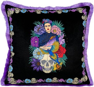 Frida Kahlo by Casa Padrino Luxus Deko Kissen Bunt Schwarz Lila Frida Kahlo by Casa Padrino Luxus Deko Kissen Bunt Schwarz Lila