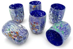 Casa Padrino luxury Murano crystal glass water glass set of 6 blue Ø 8 x H. 10.5 cm - Made in Italy