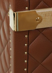 Luxus Leder Echtleder Koffer Reisekoffer Braun Gold