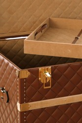 Luxus Leder Echtleder Koffer Reisekoffer Braun Gold