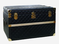 Casa Padrino maleta de lujo de cuero genuino negro / oro 100 cm - Hecho en Italia