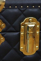 Casa Padrino maleta de lujo de cuero genuino negro / oro 100 cm - Hecho en Italia