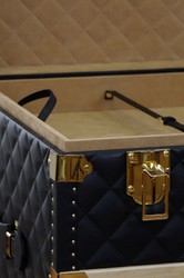 Casa Padrino maleta de lujo de cuero genuino negro / oro 100 cm - Hecho en Italia