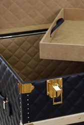 Casa Padrino maleta de lujo de cuero genuino negro / oro 100 cm - Hecho en Italia