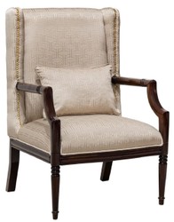 Prunkvoller Luxus Barock Wohnzimmer Sessel Beige Dunkelbraun
