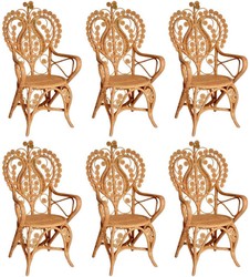 Vintage Stil Rattan Hotel Garten Esszimmer Stuhl 6er Set mit Armlehnen Naturfarben Vintage Stil Rattan Hotel Garten Esszimmer Stuhl 6er Set mit Armlehnen Naturfarben