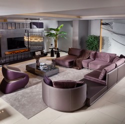 Casa Padrino poltrona di lusso beige / viola / nero 80 x 90 x A. 80 cm