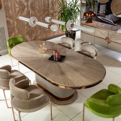Casa Padrino Ensemble de Salle à Manger de Luxe Gris / Vert / Cuivre