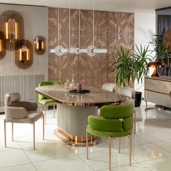 Casa Padrino Ensemble de Salle à Manger de Luxe Gris / Vert / Cuivre
