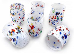 Casa Padrino conjunto de 6 vasos de agua de cristal de Murano de lujo blanco Ø 8 x A. 12 cm - Hecho en Italia