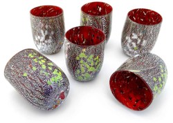 Handgefertigtes Luxus Murano Kristallglas Wasserglas Trinkglas 6er Set Rot