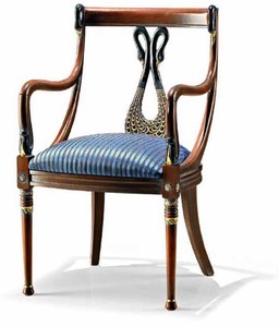 Casa Padrino Chaise de Salle à Manger Baroque de Luxe avec Accoudoirs Bleu / Marron - Fabriquée en Italie