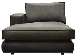 Casa Padrino luxury genuine leather chaise longue right side black 186 cm