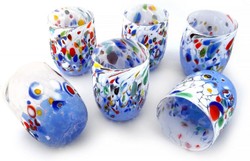 Casa Padrino luxury Murano crystal glass water glass set of 6 white / light blue Ø 8 x H. 10.5 cm - Made in Italy