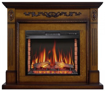 Casa Padrino chimenea eléctrica LED barroco marrón 128 x 38 x A. 110,5 cm