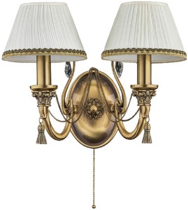 Casa Padrino lámpara de pared doble de cristal barroco de lujo latón con pátina / blanco 38 cm