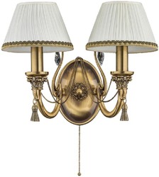 Casa Padrino applique murale double de luxe baroque en cristal laiton avec patine / blanc 38 cm