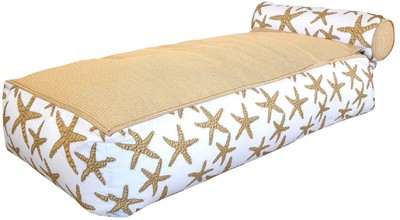 Luxus Wasserliege mit Kopfstütze Weiß Beige